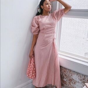 Dust Pink ZARA Dress Puff Sleeves Midi Long Size M